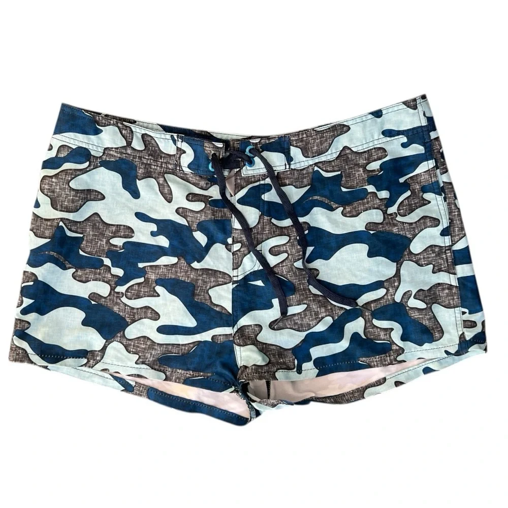 🩳 JK just keep livin‎ Men’s Camo Swim Trunks Size 36 | Blue Camo